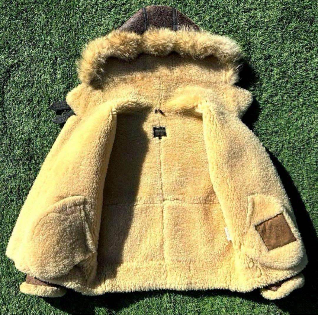 M 希少 フード付 茶 B-3 ムートン レザー フライト ジャケット 革ジャン