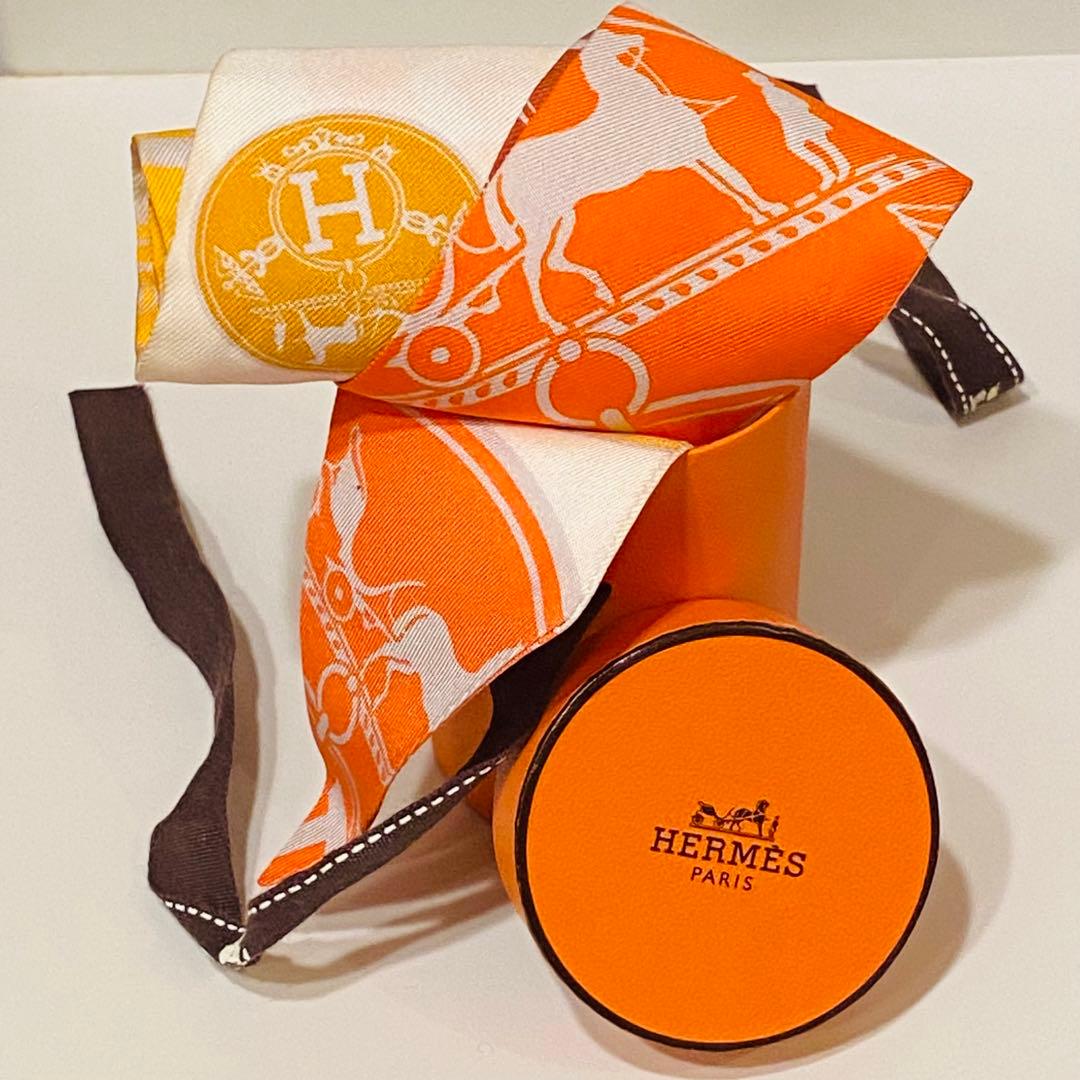 HERMES シルクスカーフ オレンジ/イエロー