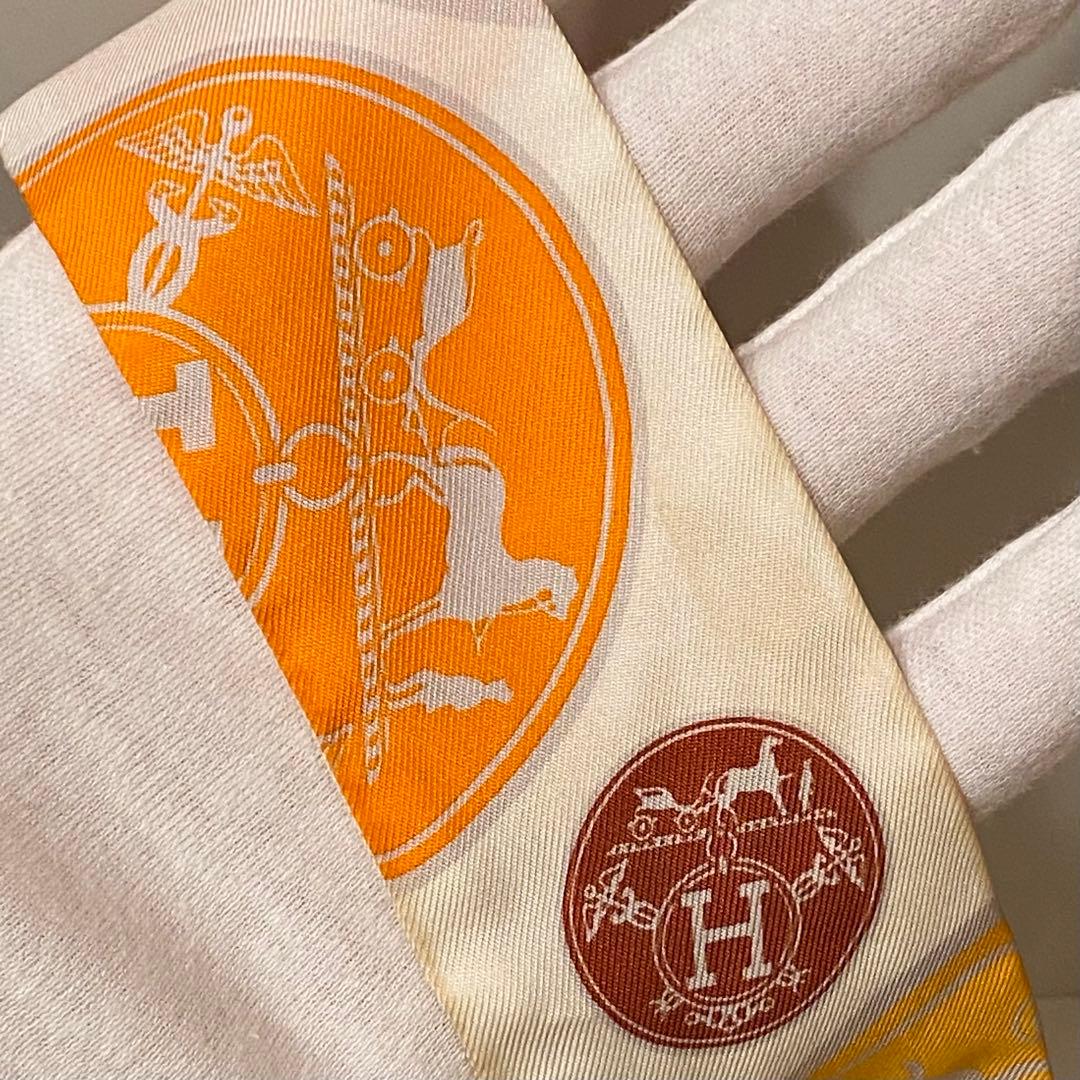 HERMES シルクスカーフ オレンジ/イエロー