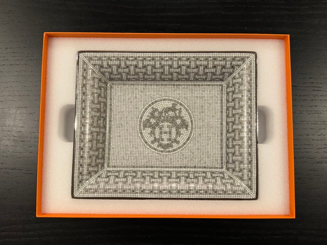 HERMES モザイクパターン プラチナ お皿