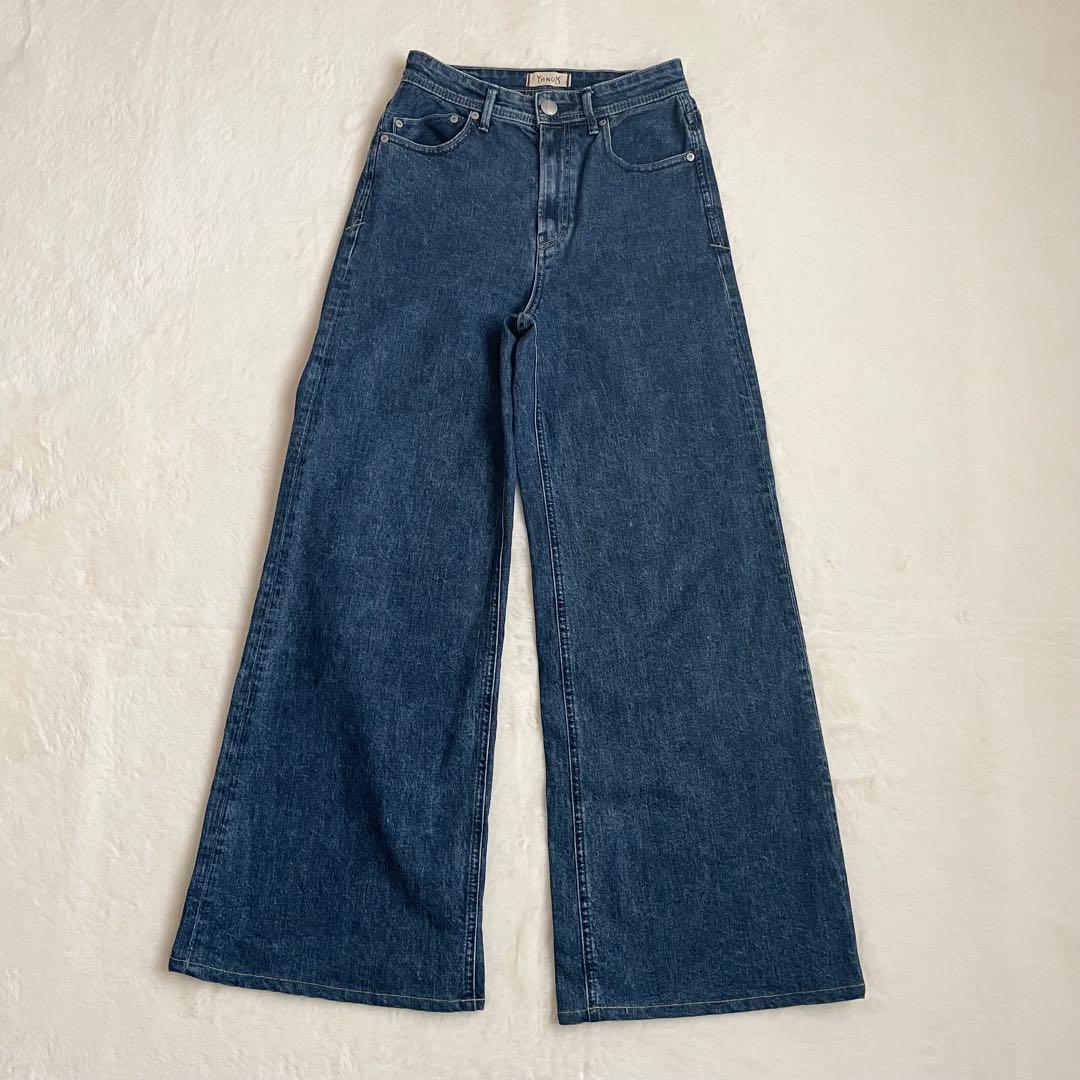 YANUK ヤヌーク　ワイドフレアデニムパンツ　25 OAB
