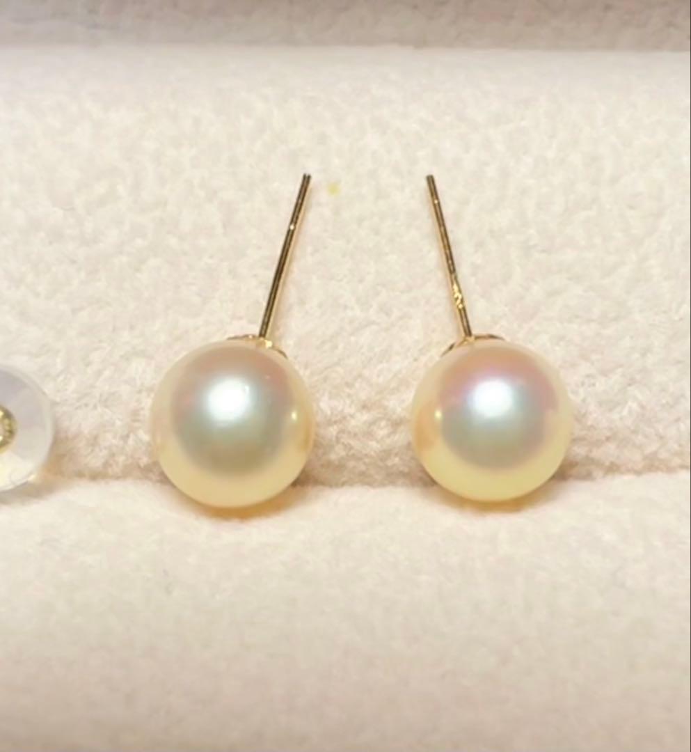 B 6081 アコヤ本真珠　18k金　ピアス　本物　海水 真珠　パール
