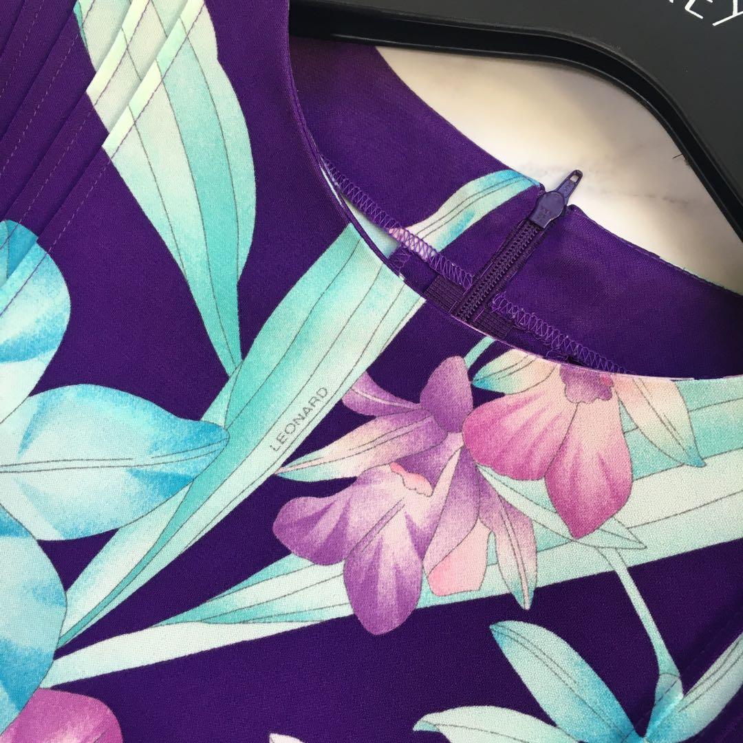 近年美品　LEONARD レオナール　カンカン　スカーフ　ベルト　ワンピース