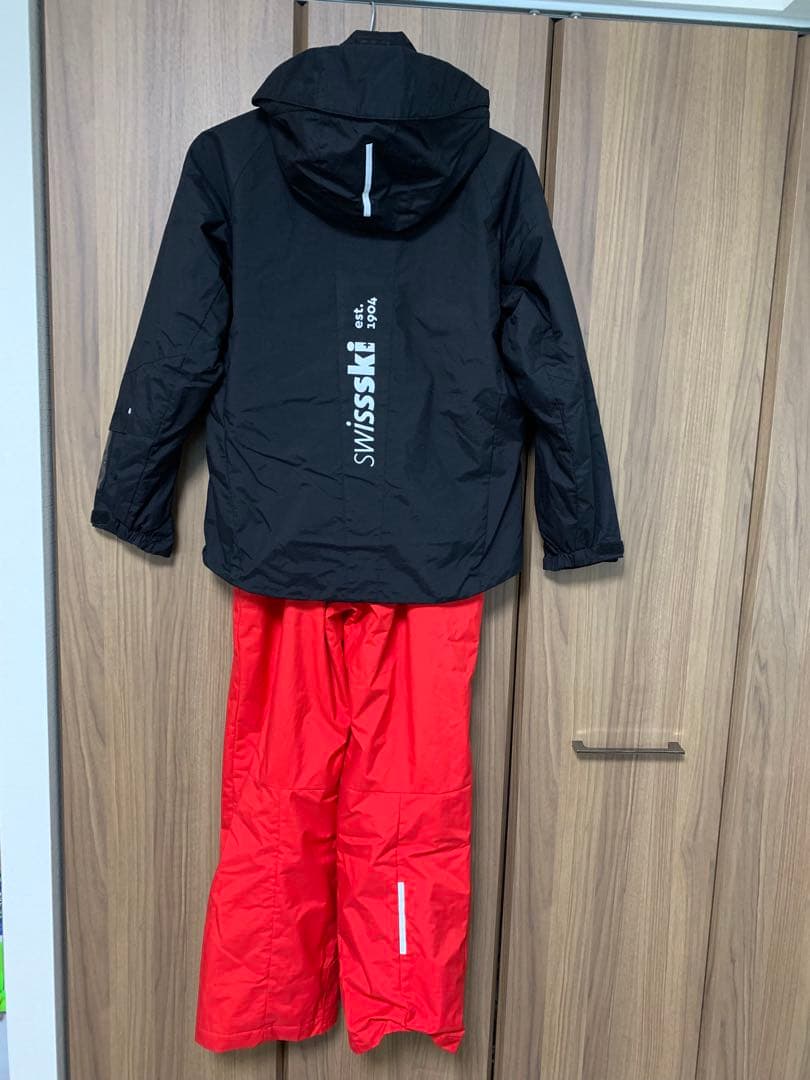 DESCENTE 子ども用スキーウェア 黒/赤