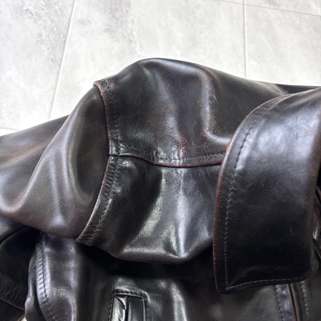【超希少】エアロレザー ハイウェイマン レザージャケット ホースハイド 茶芯