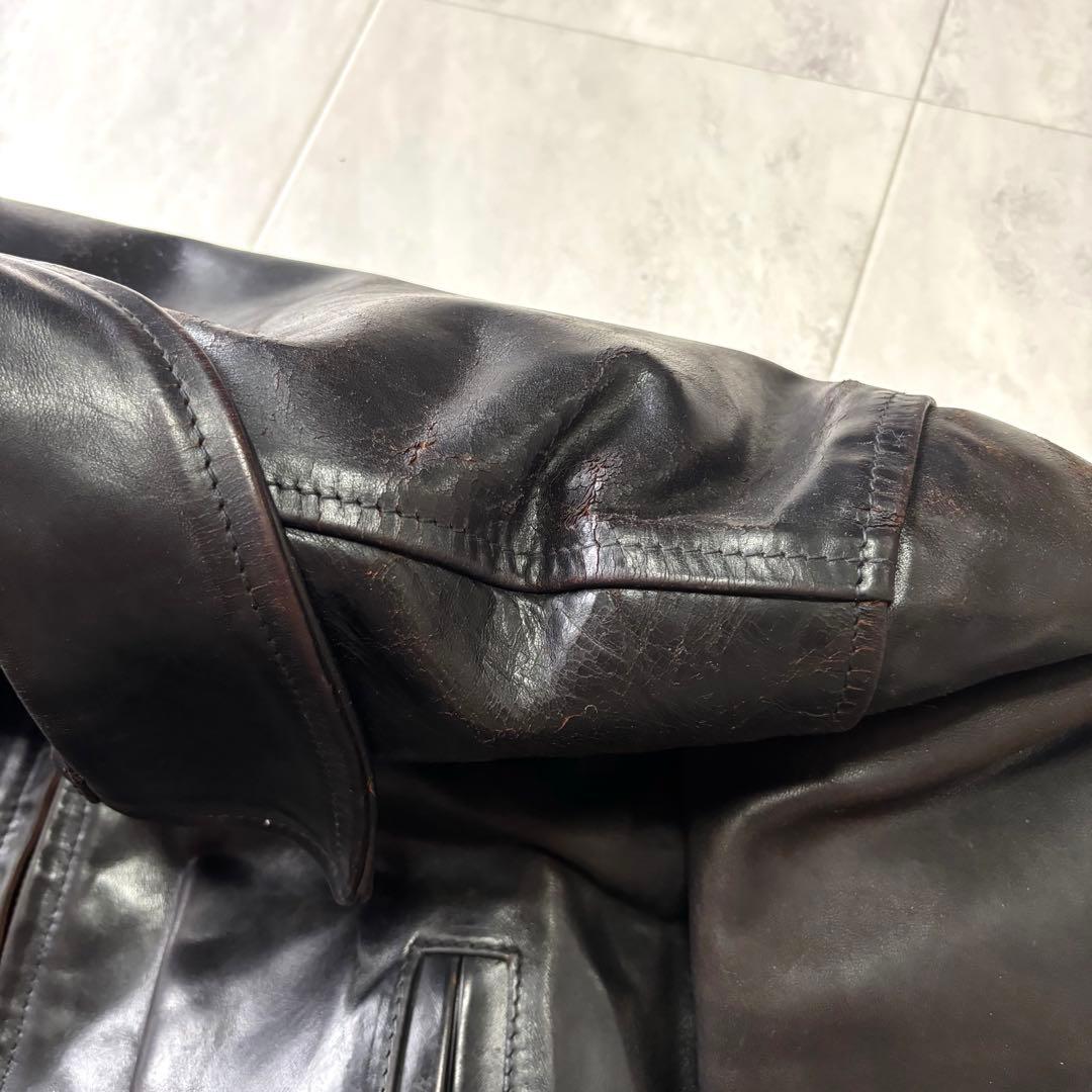 【超希少】エアロレザー ハイウェイマン レザージャケット ホースハイド 茶芯