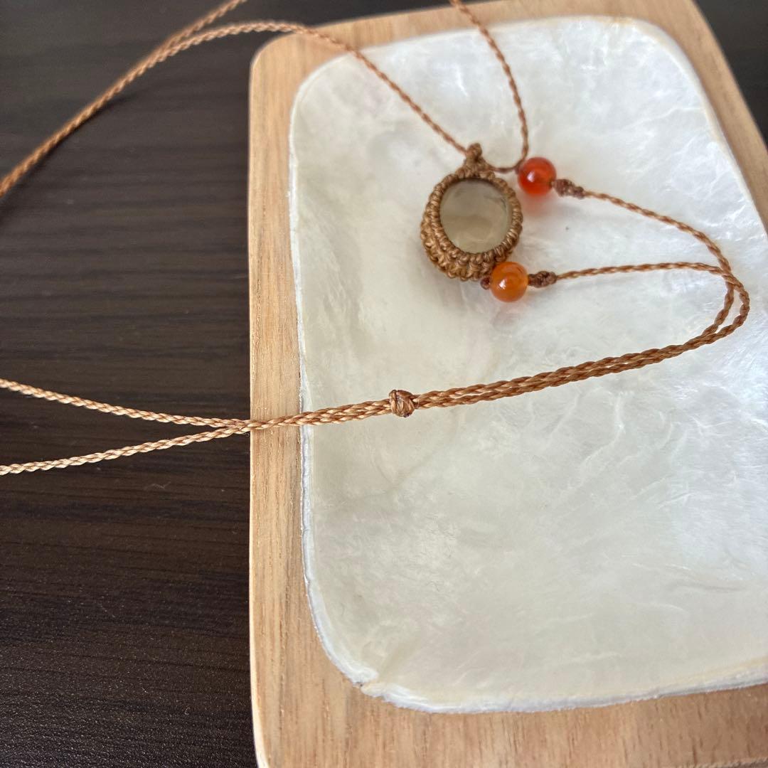 天然石オーバル型レモンクォーツペンダントネックレス