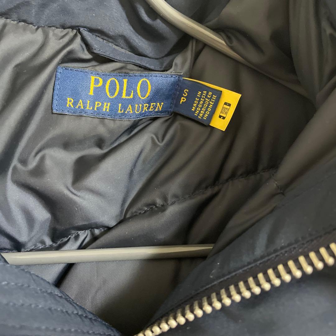 ポロラルフローレン ダウンベスト 刺繍 紺ネイビー フード付