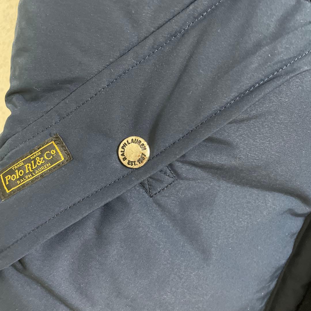 ポロラルフローレン ダウンベスト 刺繍 紺ネイビー フード付