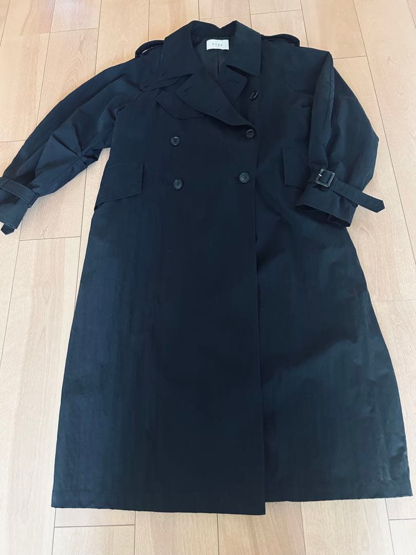 田中野夫 ETRE TOKYO リンクルトレンチコート　ブラックSサイズ