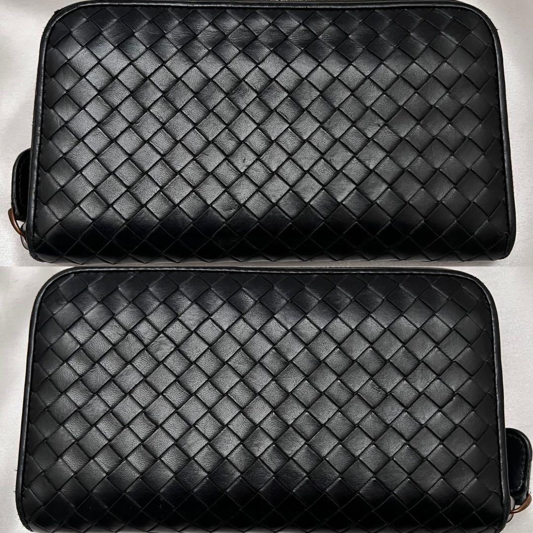 ◇美品◇ボッテガヴェネタ　長財布　ラウンドジップ　ブラック　イントレチャート