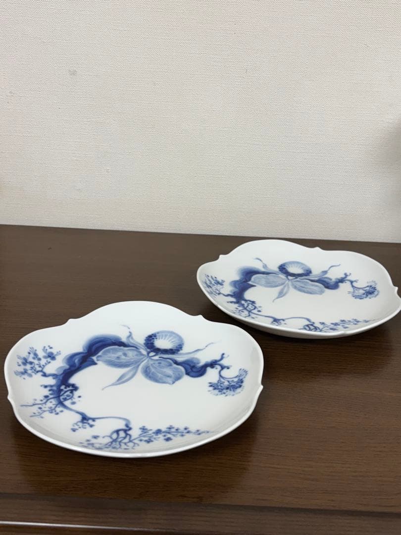 マイセンMEISSEN ★ブルーオーキッドケーキプレート 皿 2枚セット 美品