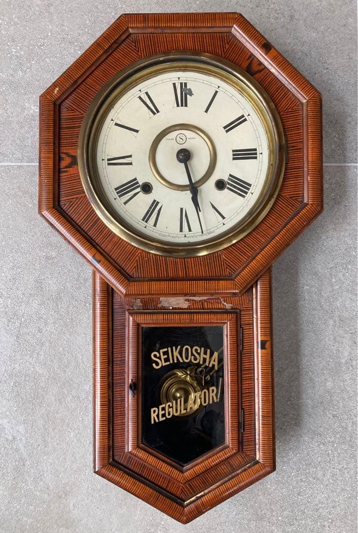 SEIKOSHA 精工舎 掛時計　アンティーク　かわいい　八角形　整備済　金縁