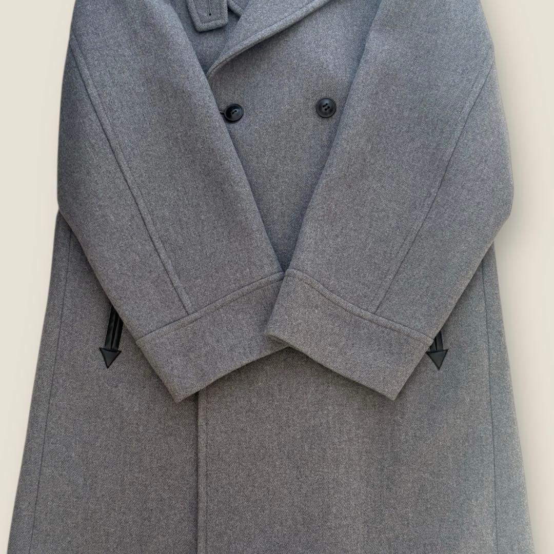 美品　uncrave アンクレイブ　プルーフメルトンロング Pコートグレー