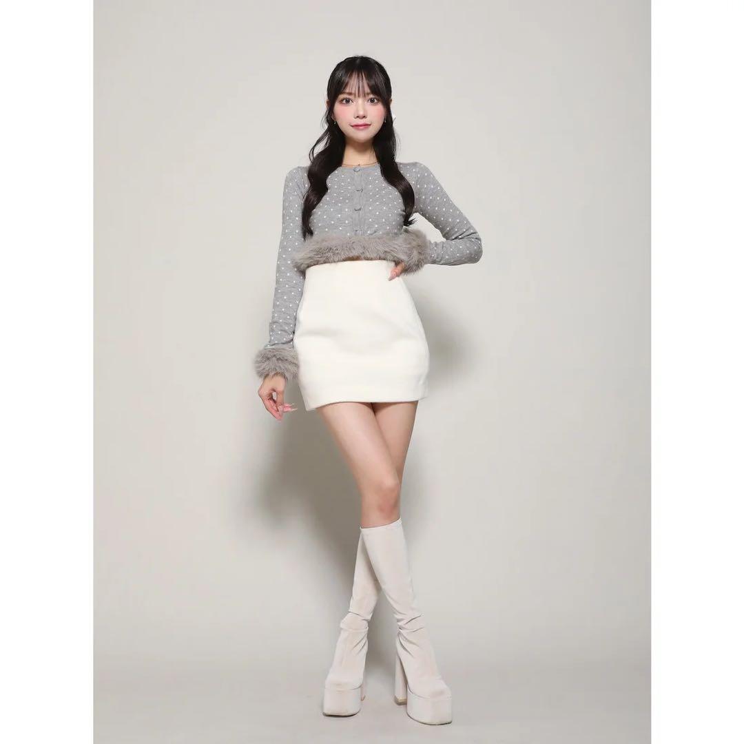 新品タグ付き ダーリッチ ドットジャガードフェザーニットトップス グレー