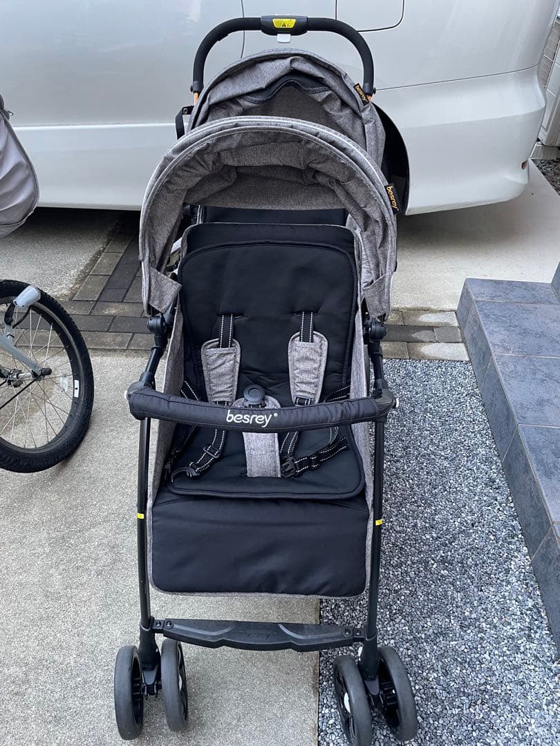 【美品】besrey ダブルベビーカー グレー