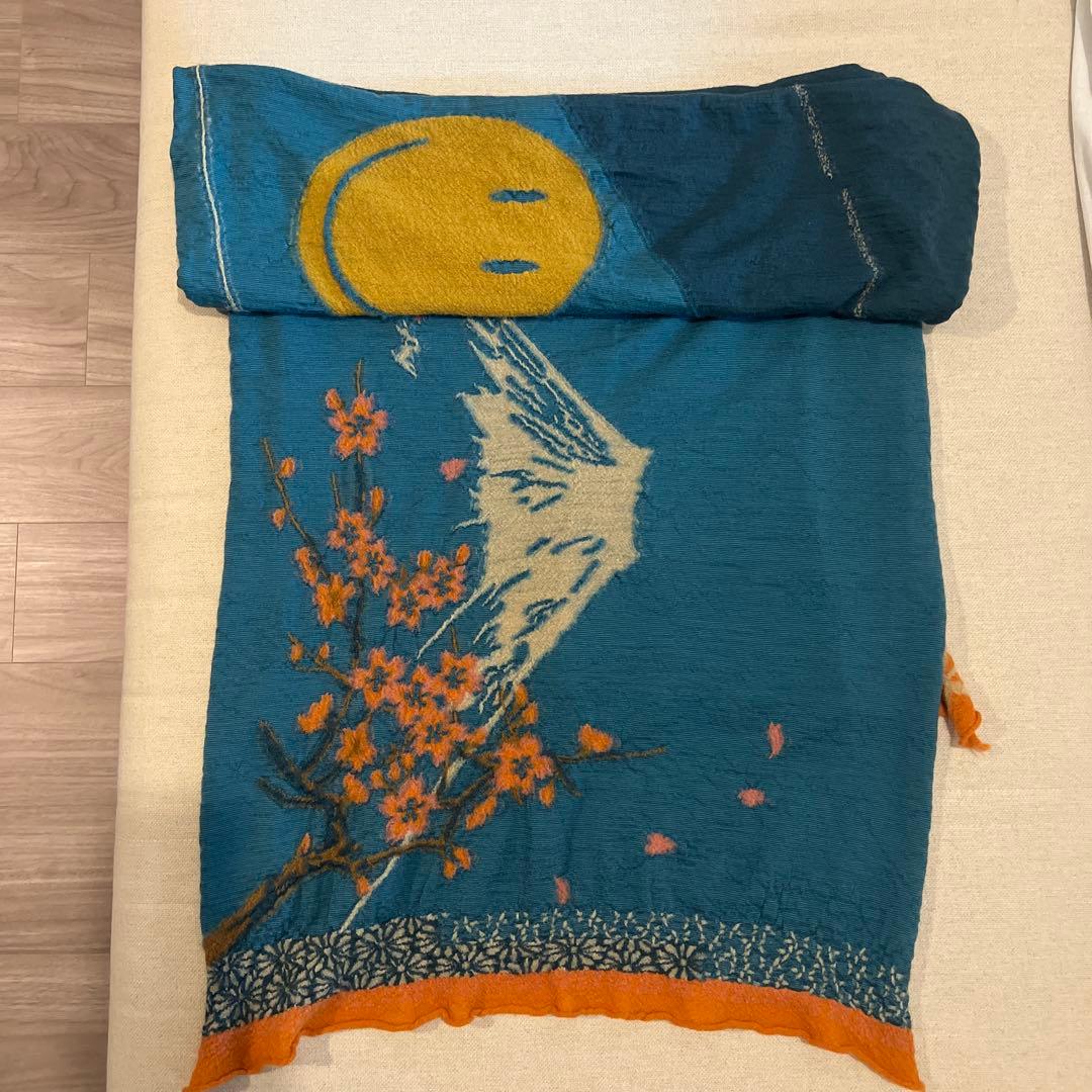 KAPITAL キャピタル 縮絨ウールマフラー 桜富士 スマイル ストール