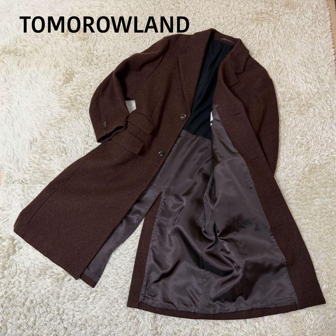 ☆極美品☆トゥモローランド　ビックチェスターコート　ヘリンボーン　ダークブラウン