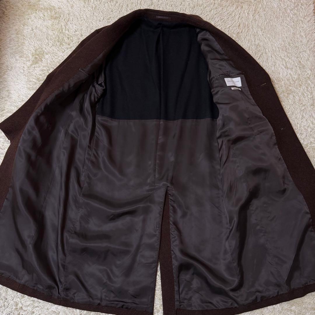 ☆極美品☆トゥモローランド　ビックチェスターコート　ヘリンボーン　ダークブラウン