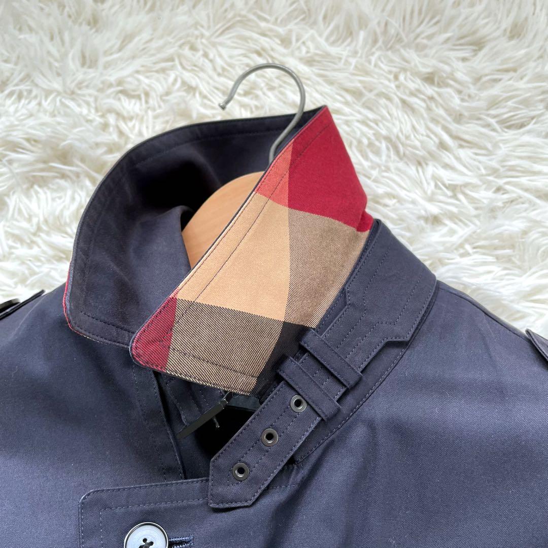 BLACKLABELCRESTBRIDGEネイビートレンチコート裏地CBチェック