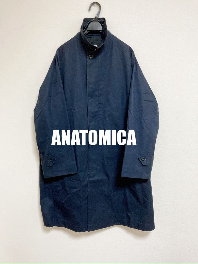 ANATOMICAアナトミカシングルラグランコートステンカラーコートネイビー
