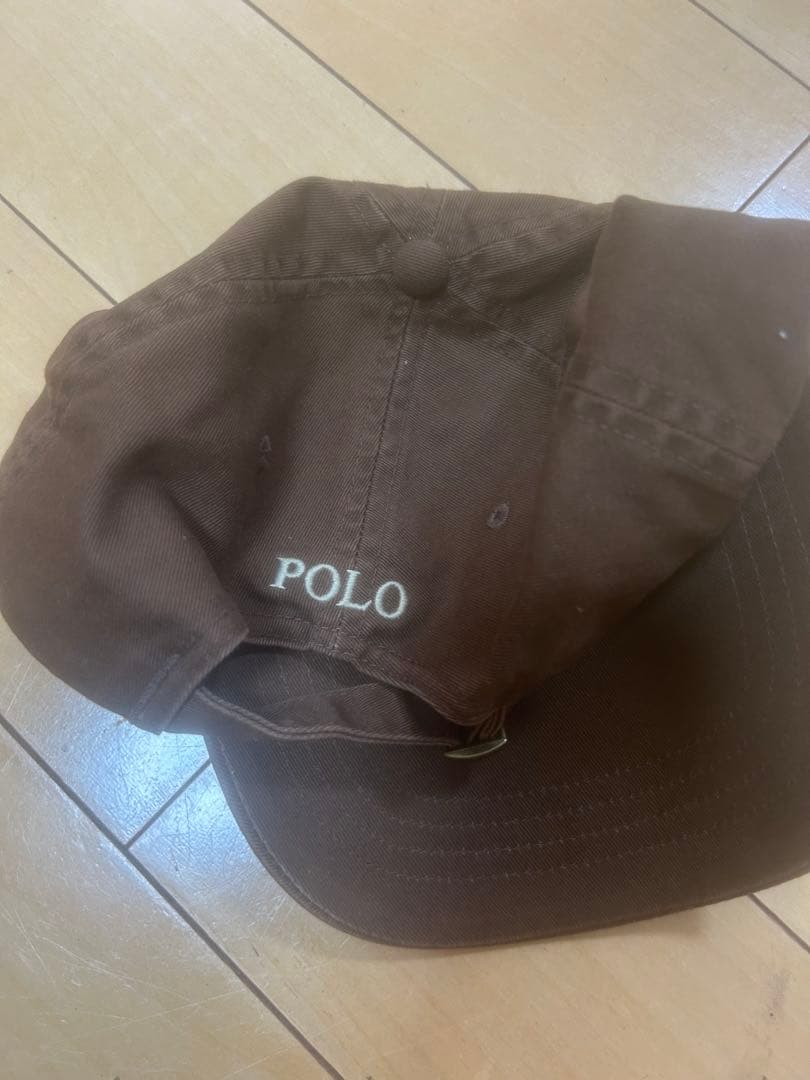 ポロラルフローレン　キャップ　ブラウンxホワイトベージュロゴ