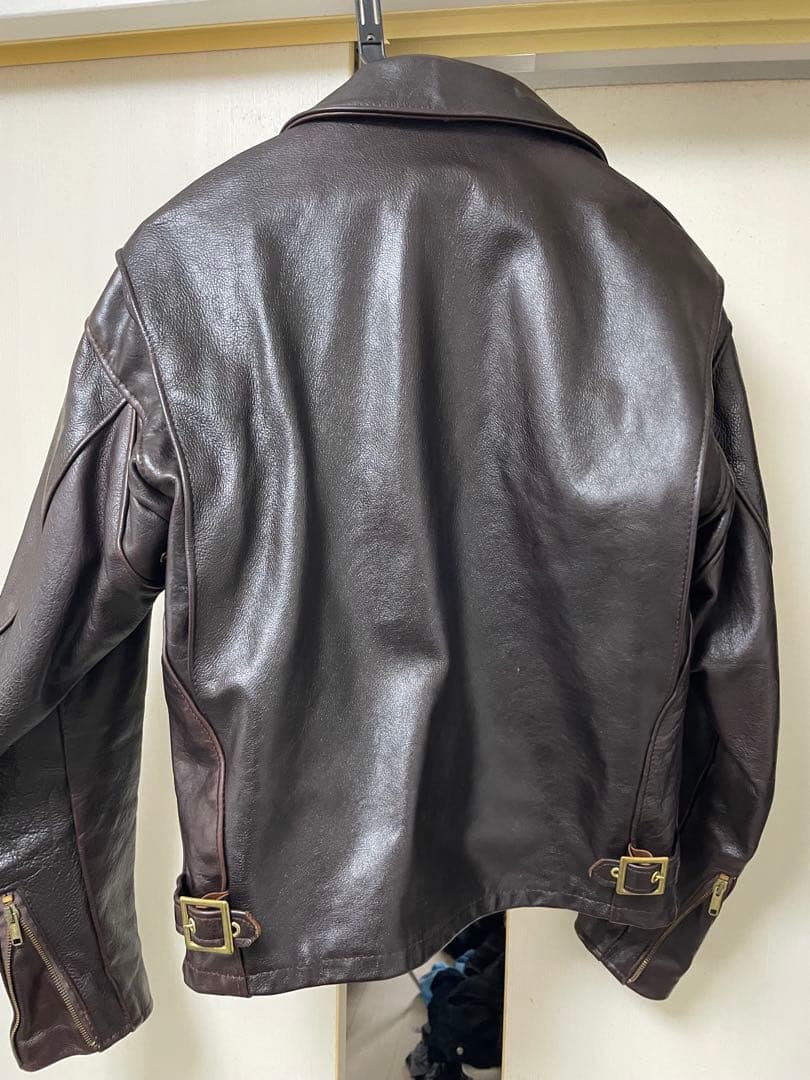 ダークブラウン シングルライダースジャケット
