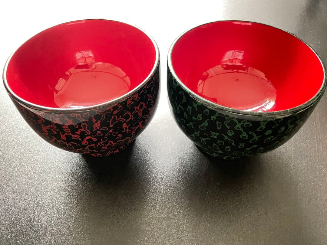 輪島塗り 若狭塗 漆器 伝統工芸品☆深型汁椀 雑煮椀 夫婦椀 黒内赤 蓋なし