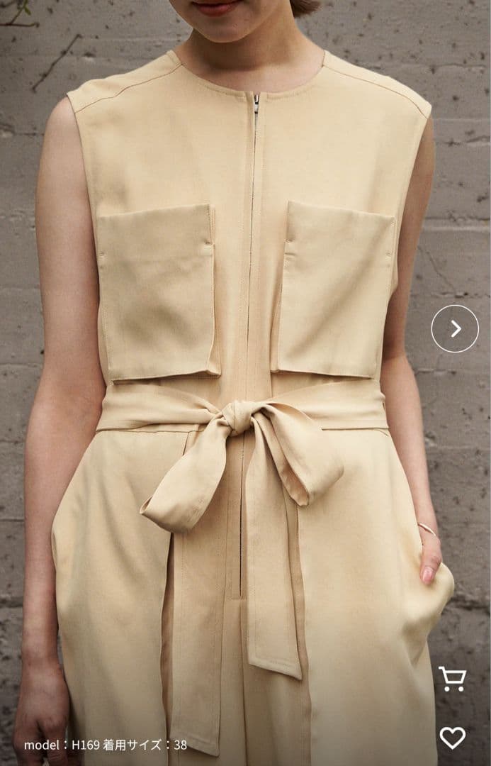 近年・美品✨コラム ワークデザインジャンプスーツ ウエストリボン オールインワン