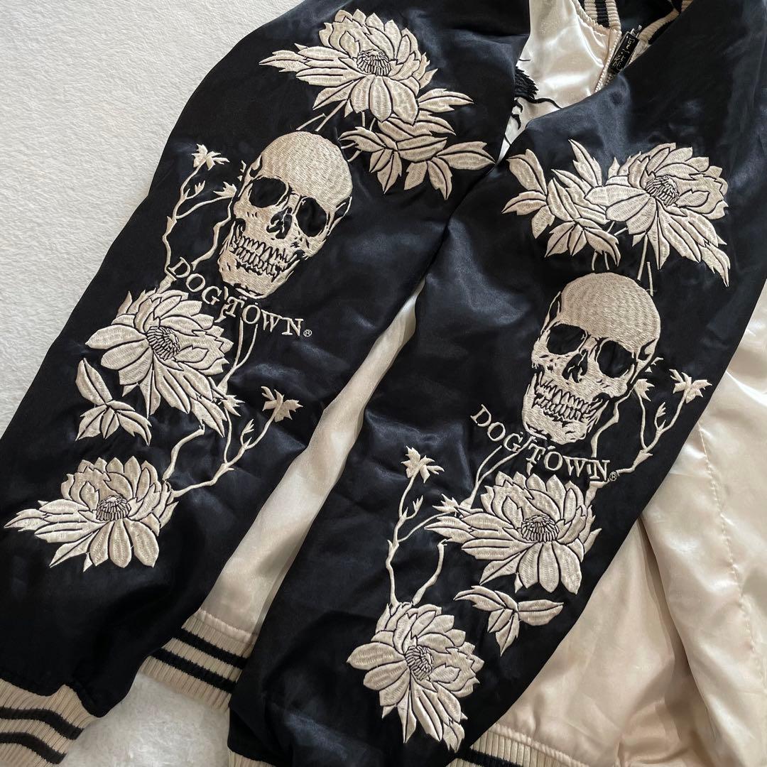 た*様 ドッグタウン スカジャン 黒龍 両面刺繍 スカル 花 歌舞伎 和柄 ブラ