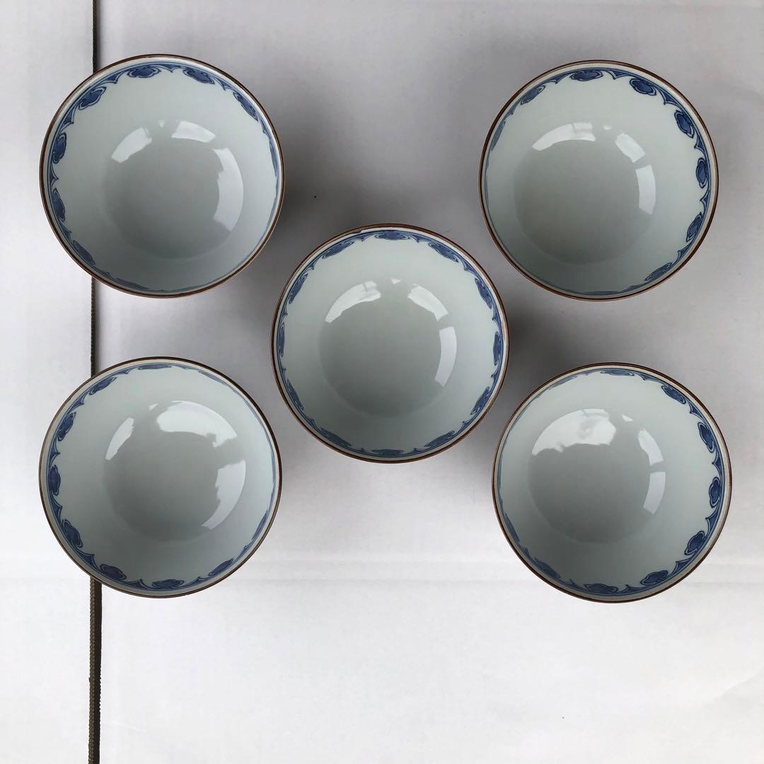 21. 京焼　雲泉造（2代目）彩色雲錦　蓋向付5客揃