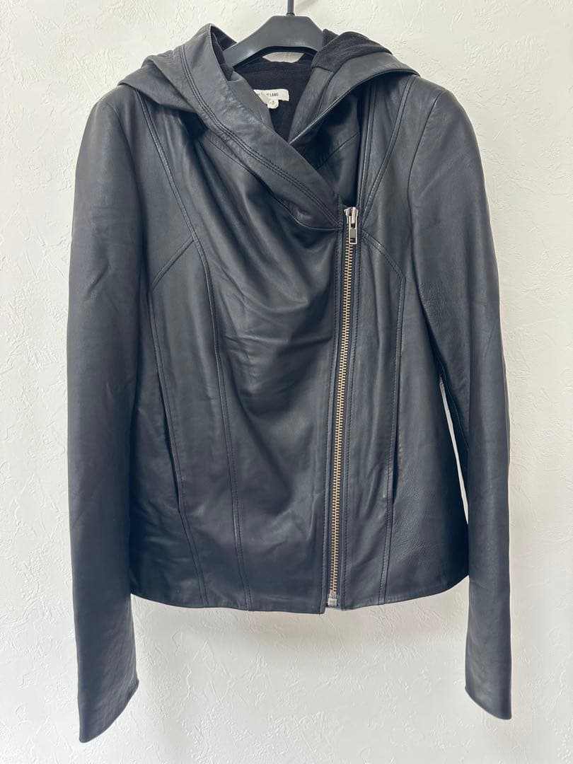 HELMUT LANG フーデットラムレザージャケット ライダースSP