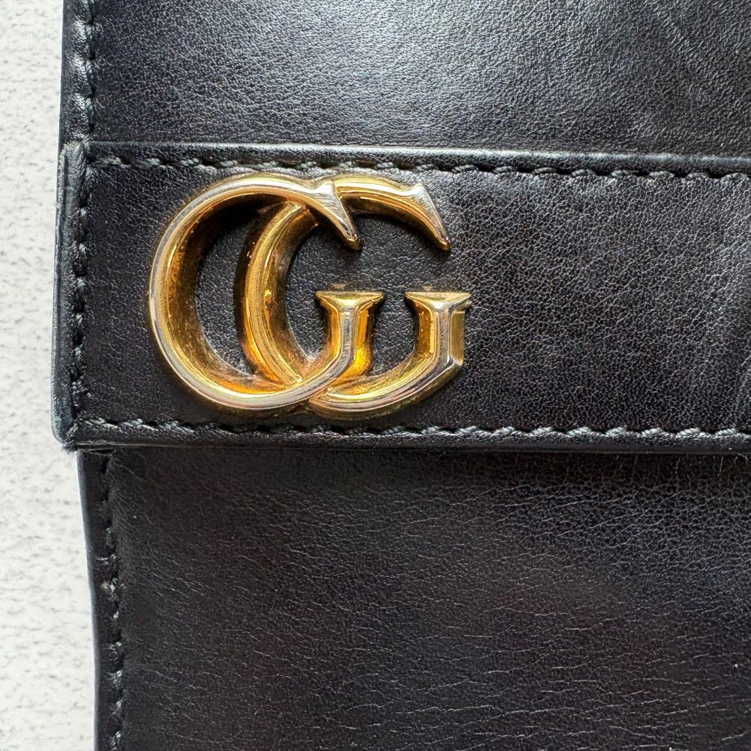 GUCCI グッチ　GGマーモント　二つ折り財布　ブラック