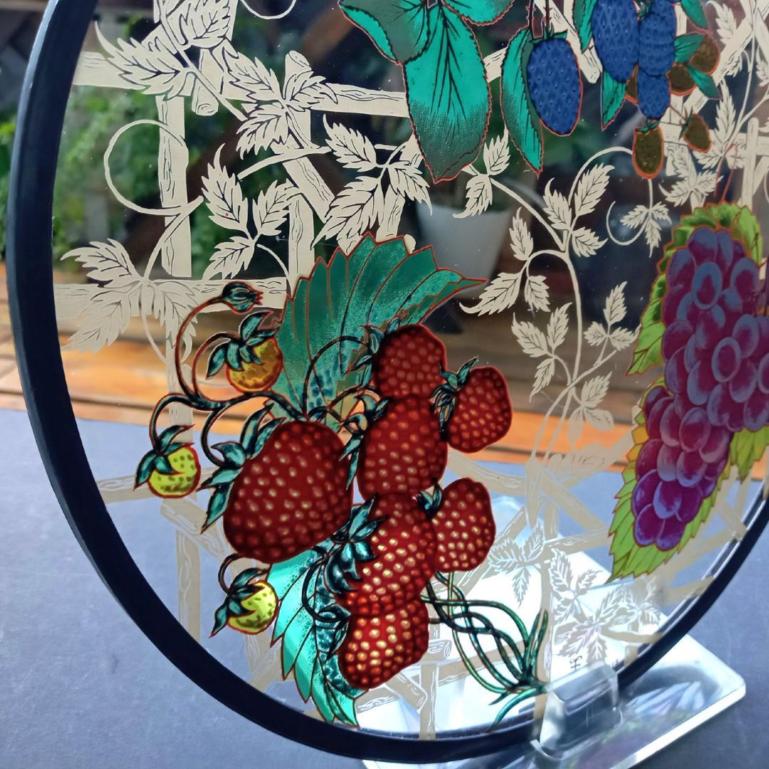 大判アメリカ ステンドグラス Berries＆Grapes グラスマスターズ社c