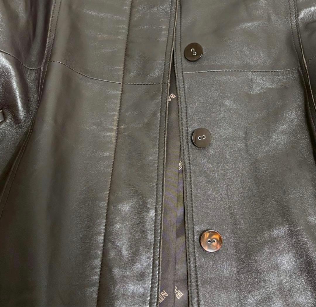 バルマン トレンチコート ラムレザー 羊革 ロング　ベルト付き アウター 上品