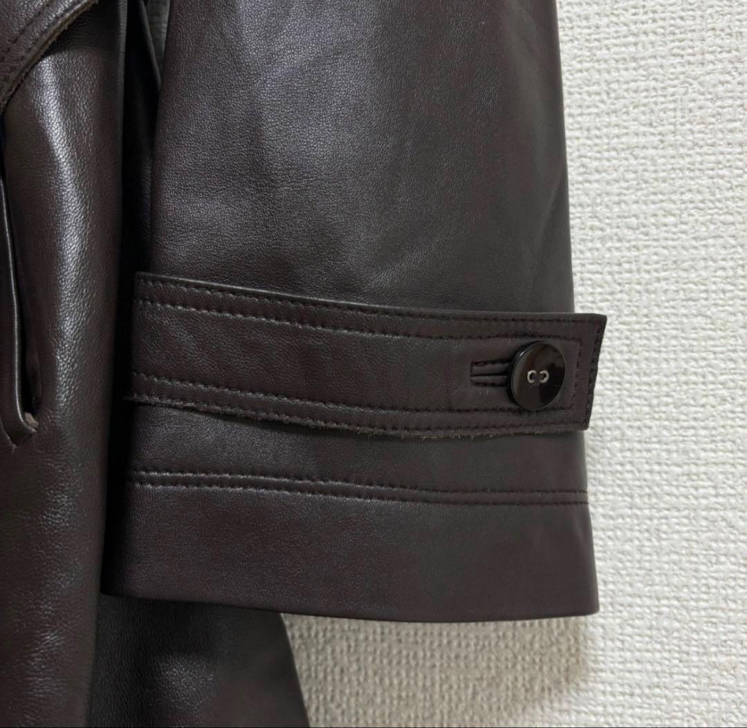 バルマン トレンチコート ラムレザー 羊革 ロング　ベルト付き アウター 上品
