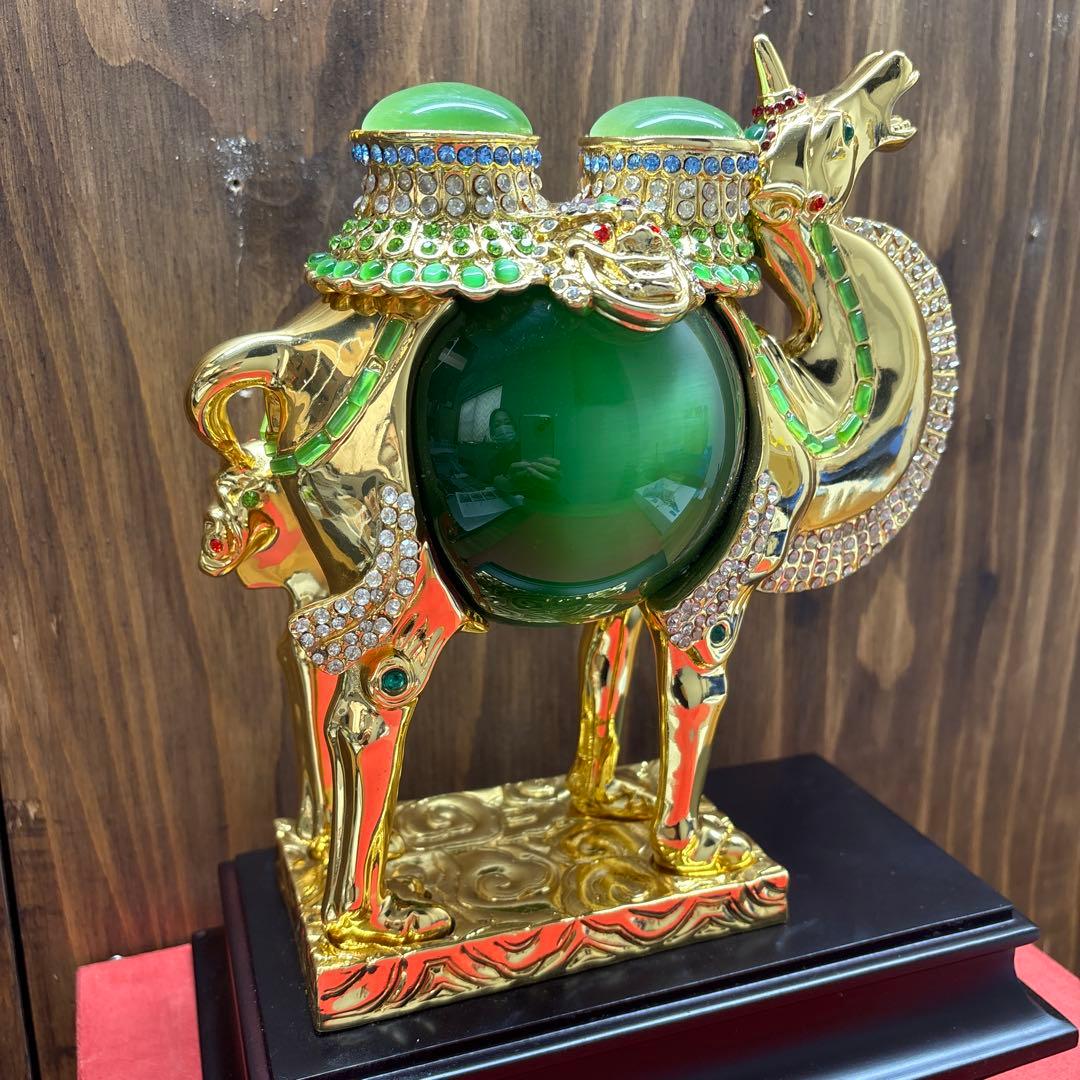 中国美術 りゅうきんらくだ 流金駱駝 金メッキ ラクダ 奮門 開拓置物