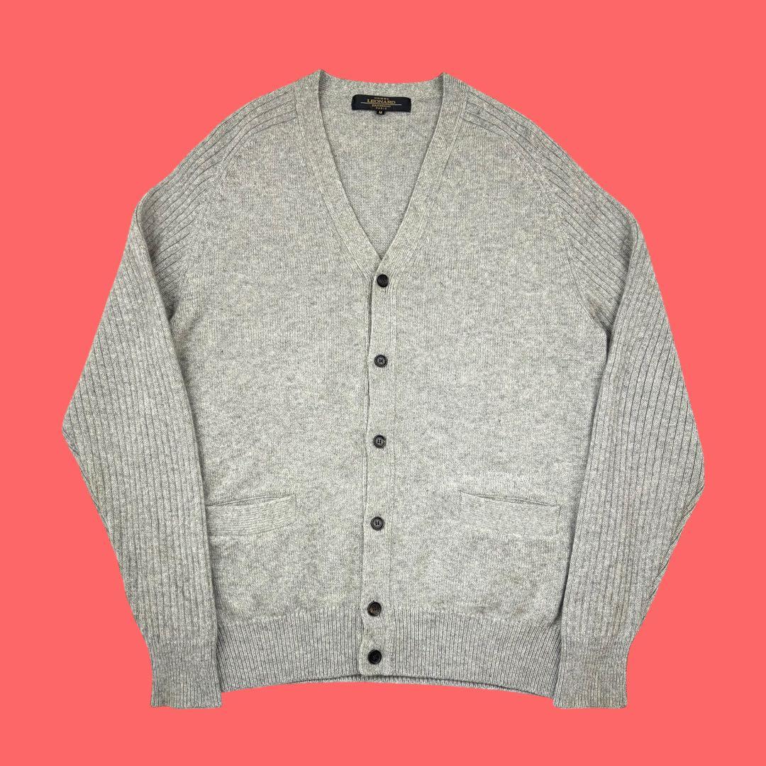 Leonard Homme カシミヤ ニットカーディガン M カシミヤ100%