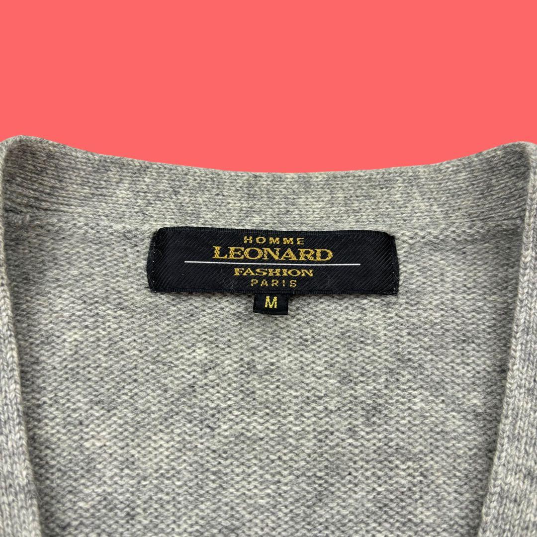 Leonard Homme カシミヤ ニットカーディガン M カシミヤ100%
