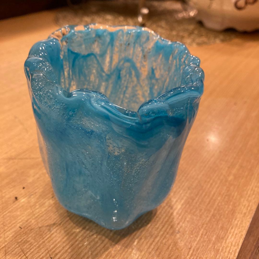 ヒロリンさん専用青色ガラスフランス製花瓶