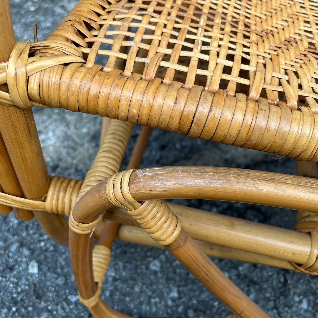 【レトロ・アンティーク】ラタン リクライニングチェア　籐家具