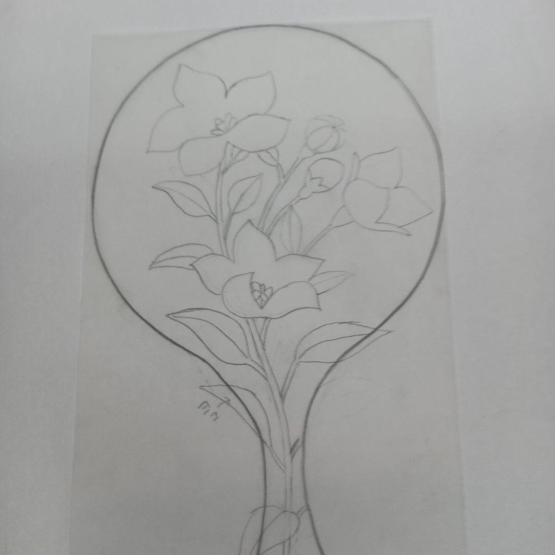 日光彫り丸手鏡白桔梗　注文品　桜手鏡２点