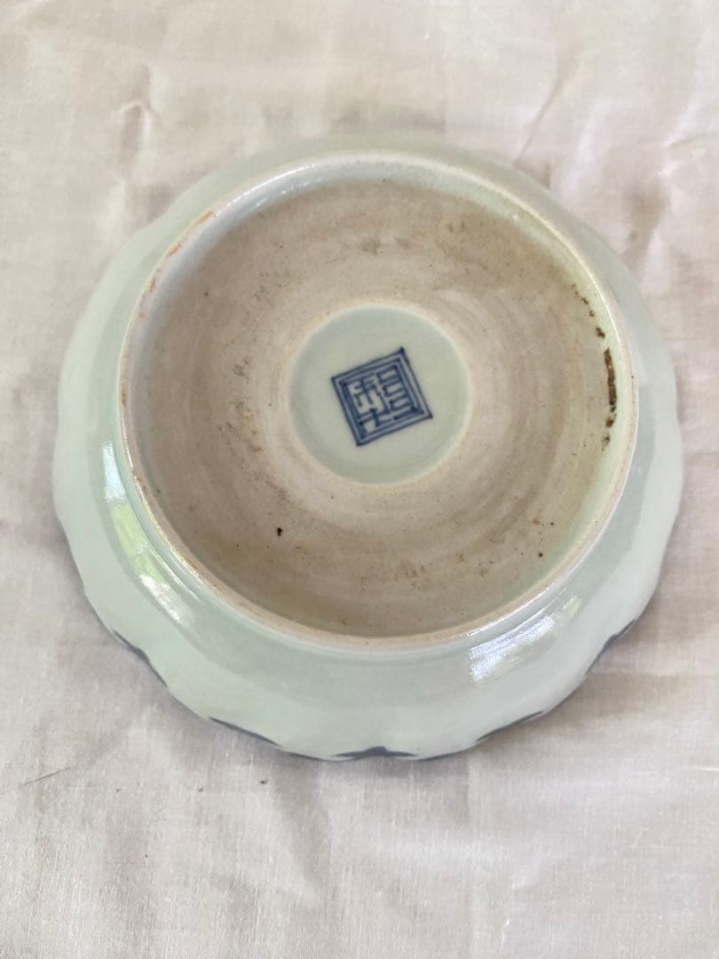 染付輪花魚柄なます皿　古伊万里　骨董