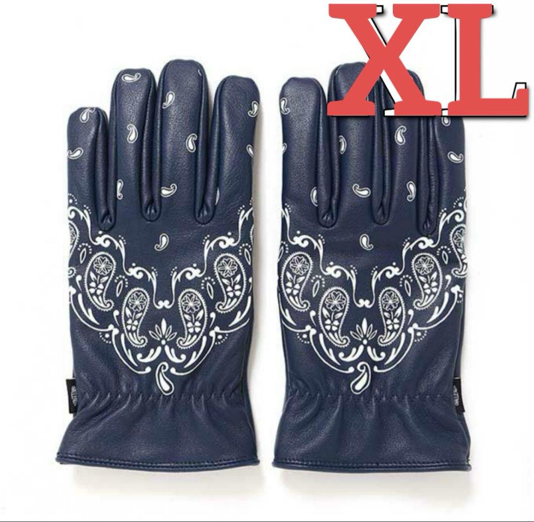 challenger XL ネイビー バンダナ柄 手袋　グローブ　バイク