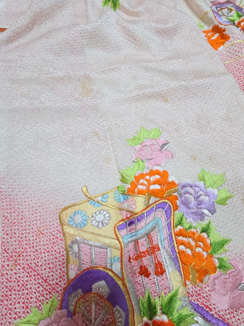 七五三　7歳　 正絹　総絞り　着物　セット　女の子 c98