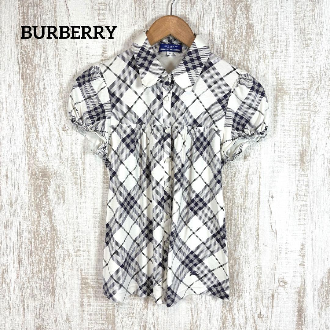 美品 バーバリー ノバチェック ホース ロゴ刺繍 パフスリーブ トップス y2k