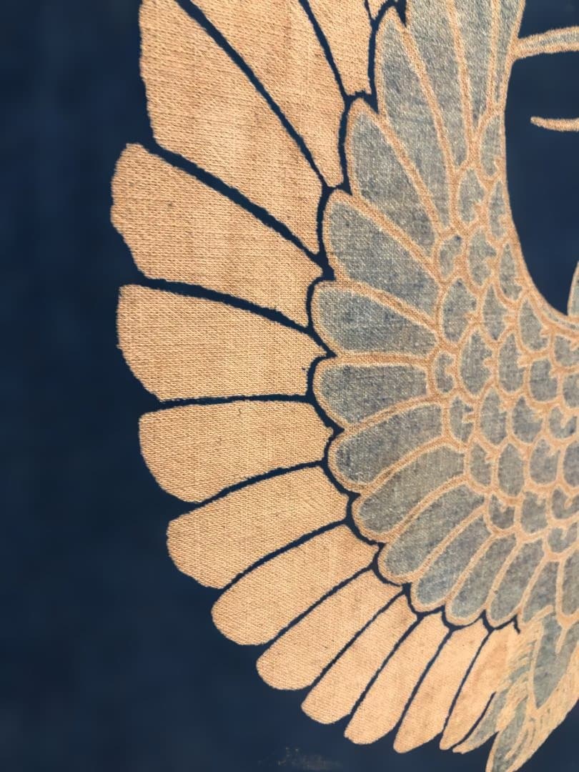 鶴丸 吉兆鶴丸系文様 家紋風 布製 工芸 額装 和風 和モダン 260207-2