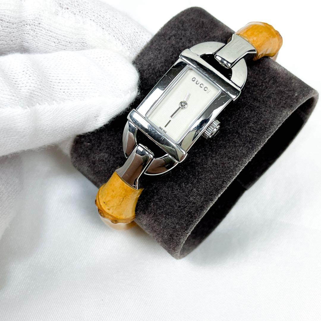 付属品完備 極美品 グッチ バンブー 腕時計 電池新品 可動品 6800L