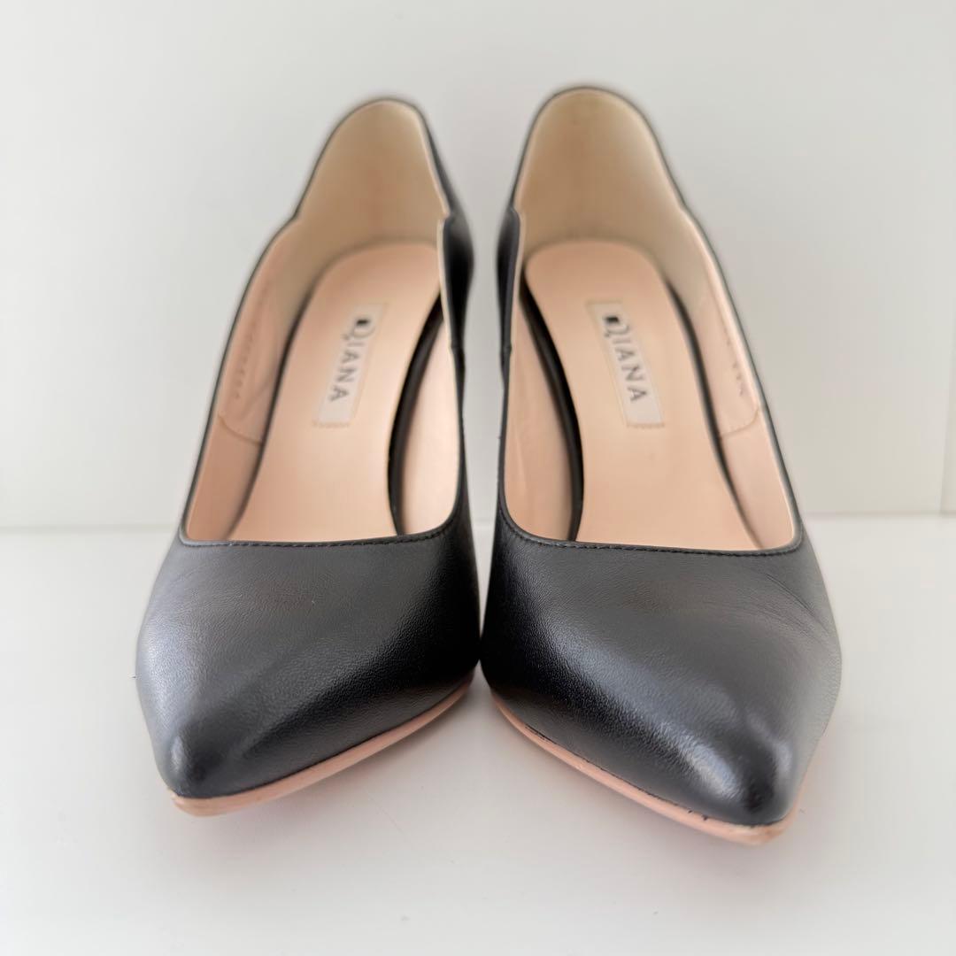 ☆未使用級　DIANA パンプス フラワーカット ポインテッド ダイアナ 黒