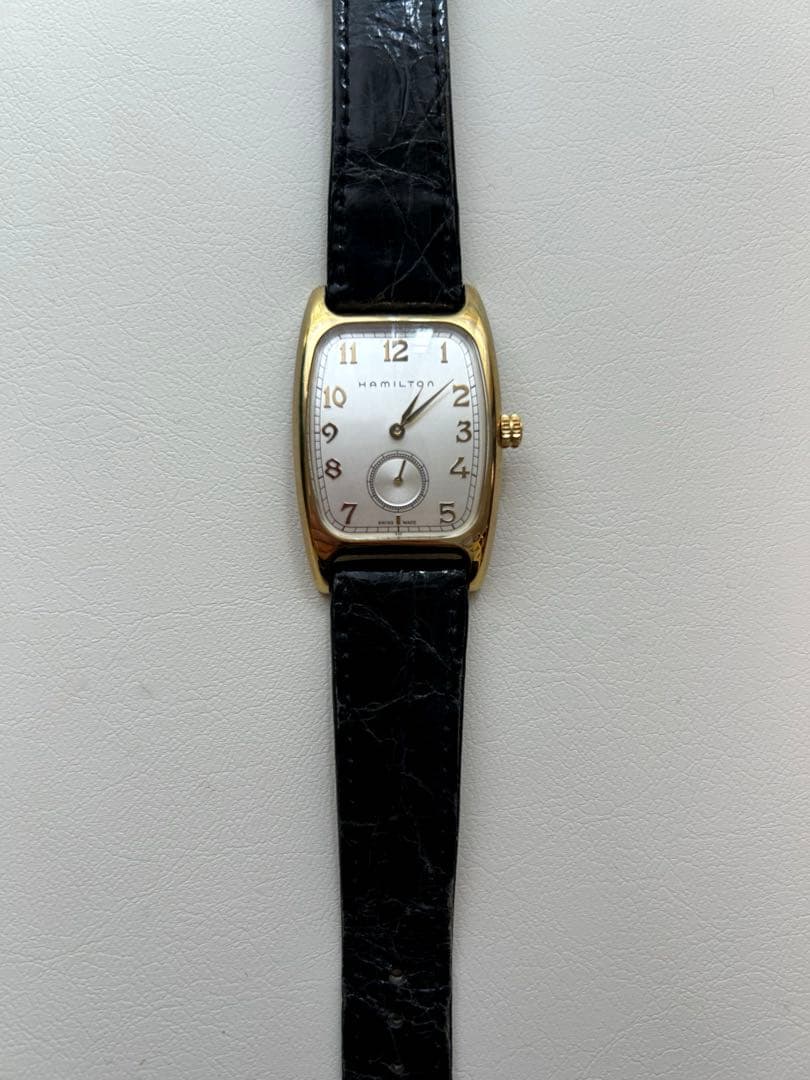 Hamilton スクエアレザーベルト時計